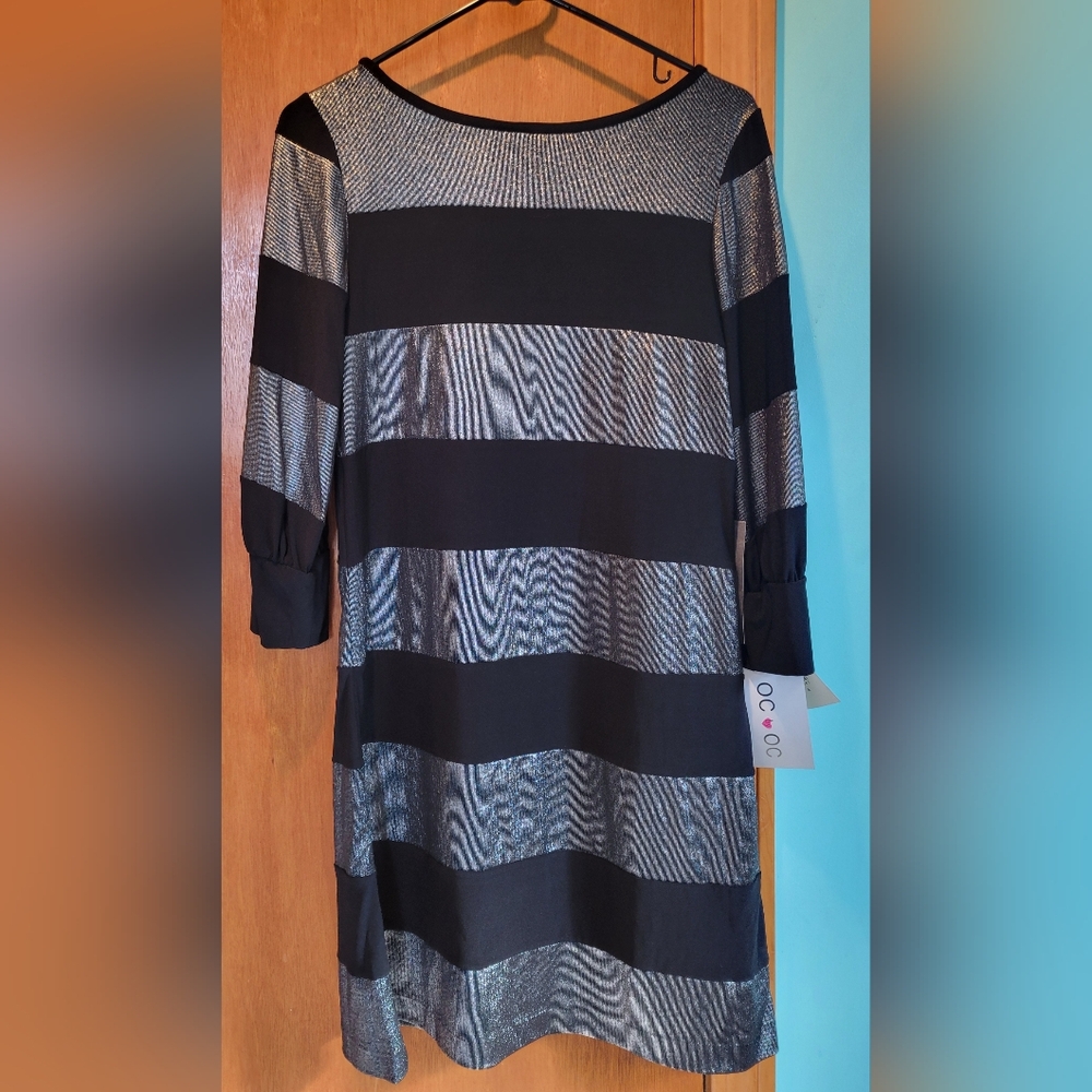Oc by Oleg Cassini black and sliver dress size 8 NWT